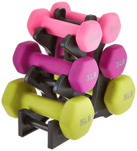 Load image into Gallery viewer, Amazon Basics 20-Pound Dumbbell Set with Stand, Silver Lettering