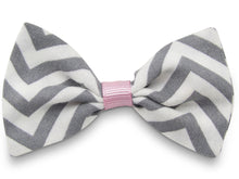 Load image into Gallery viewer, Grey chevron Bella Hair Bow