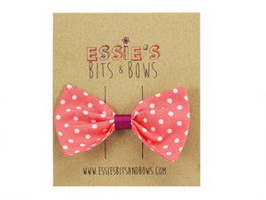 Coral Spotty Bella Hair Bow