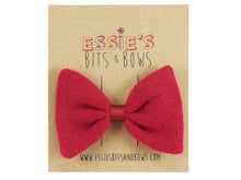 Load image into Gallery viewer, Deep Red Cashmere Penny Hair Bow