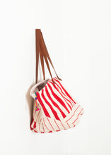 Load image into Gallery viewer, Woven Oversized Tote in Red Stripe