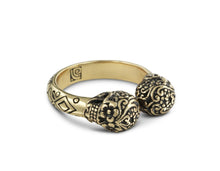 Load image into Gallery viewer, DAY OF THE DEAD TWIN SKULL RING - BRONZE