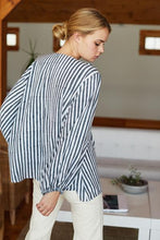 Load image into Gallery viewer, BARDOT TOP - CHARCOAL STRIPE