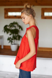 A LINE MOD TOP - WARM RED