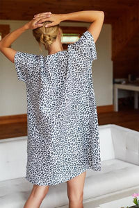 ORGANIC LINEN CAFTAN - CHARCOAL LEOPARD