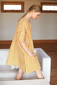 ORGANIC LINEN CAFTAN - MARIGOLD STRIPE