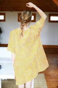 ORGANIC LINEN CAFTAN - MARIGOLD STRIPE