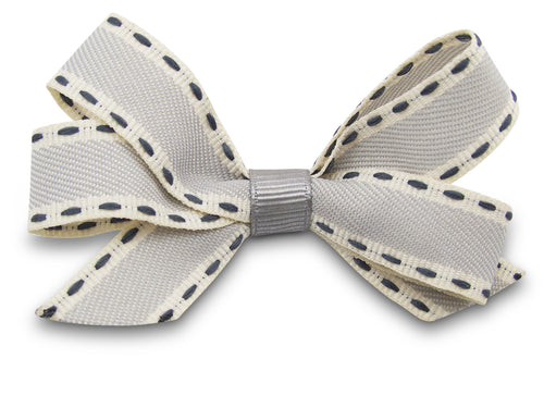 Grey Linen mix Pat Hair Bow