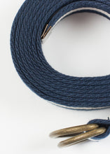 Load image into Gallery viewer, Striped Web Belt in Navy/White