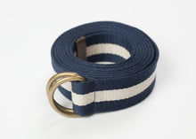 Load image into Gallery viewer, Striped Web Belt in Navy/White